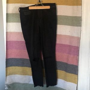 Free People Black cropped jeans with frayed bottom